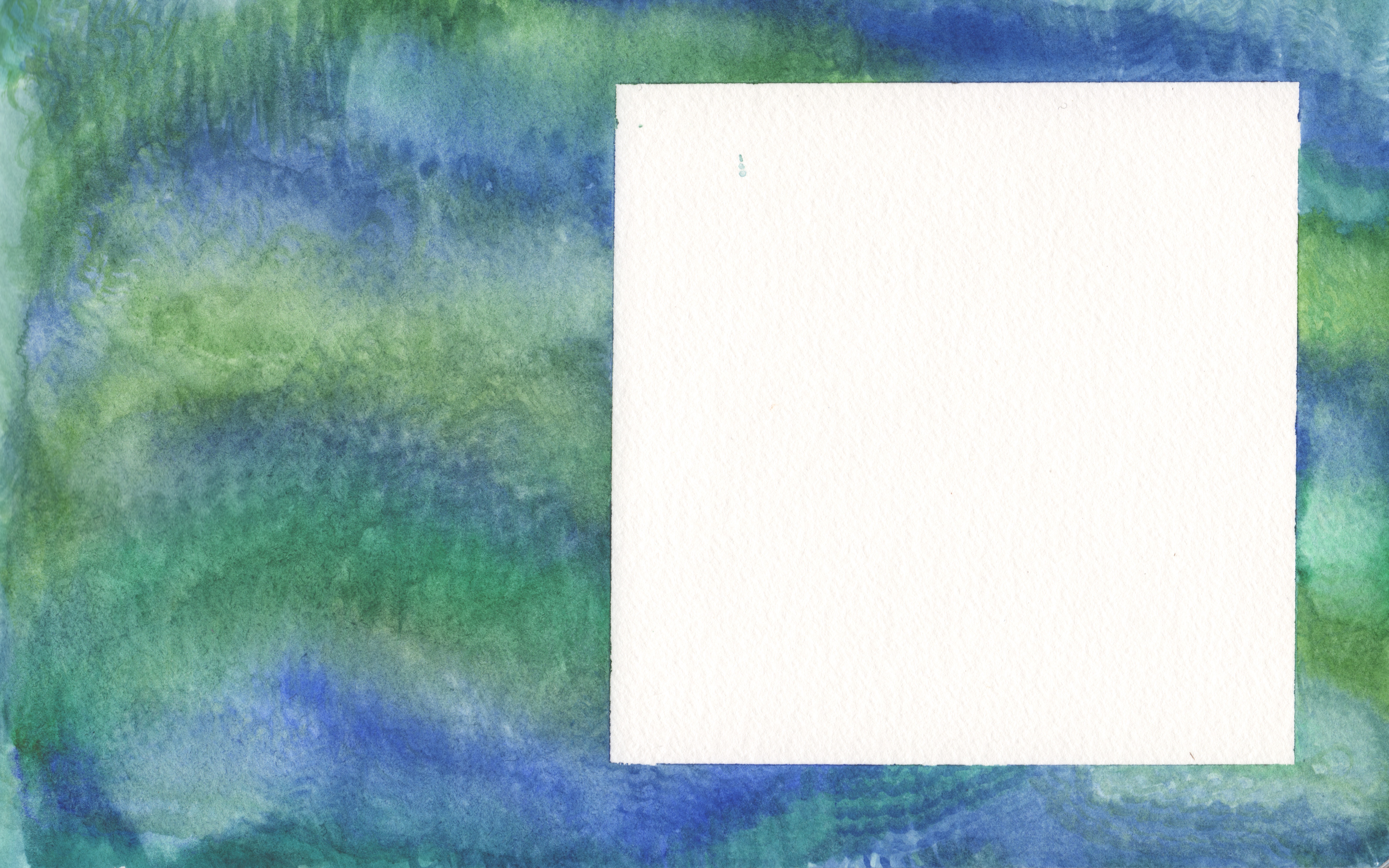 Watercolor data viz representing no visualization on a background of blues and greens.